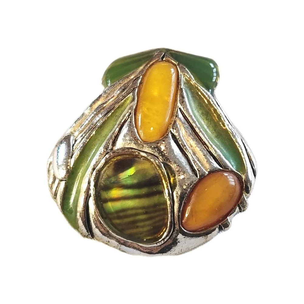 Vintage Green Abalone‎ Shell Brooch Pendant Ocean Summer Pin Beach Jewelry Gift